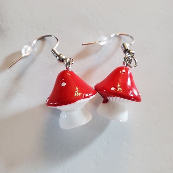 Red Mushroom Earrings - Picture 7 of 10